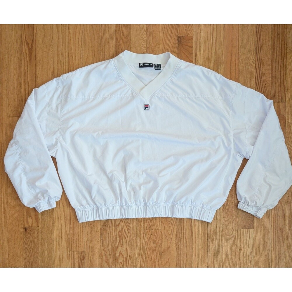Fila X Hailey Justin Bieber Womens L V Neck WindBreaker Pullover Crop Oversized